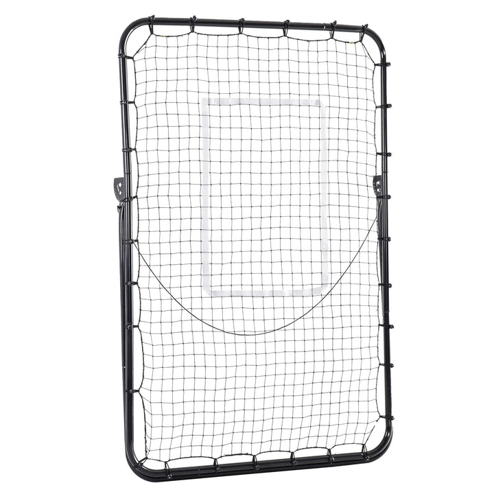 Foldable Football Rebounder Net, Football Goal Training Aid Soccer Kickback Target Zone Goal Play Adjustable Angles for  Kids & Adult Black