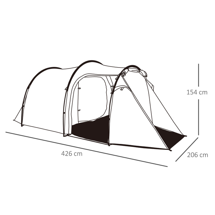 Camping Dome Tent 2 Room for 3-4 Person with Weatherproof Screen Room Vestibule Backpacking Tent Lightweight for Fishing & Hiking Dark Grey