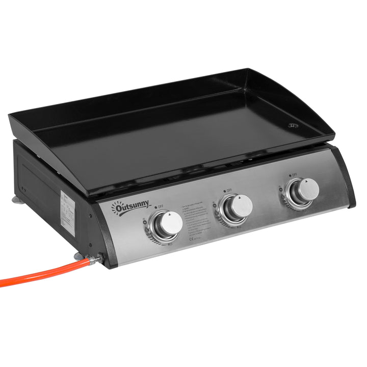 Portable Tabletop Gas Plancha Grill with 3 Stainless Steel Burner 9kW