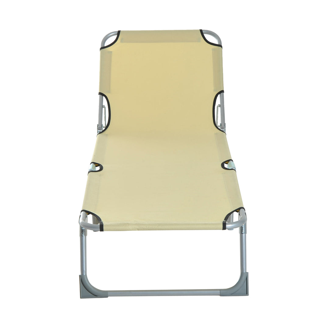 Outsunny Portable Adjustable Lounger,Oxford Cloth-Beige