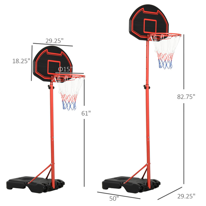 Steel Frame Adjustable Basketball Hoop Stand Black/Red