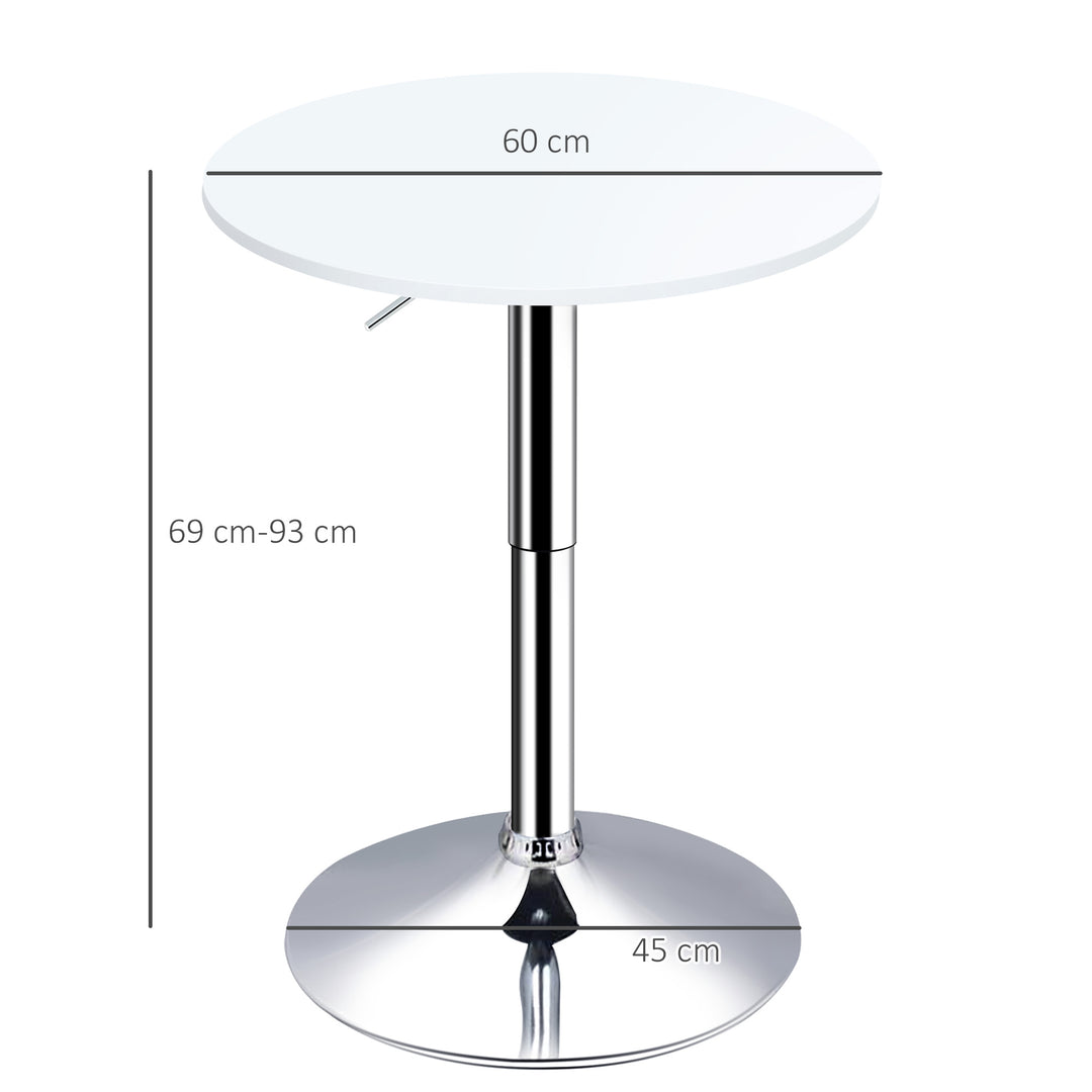 Bar Table Φ60cm Adjustable Height Round Bistro Table w/ Swivel Top Metal Frame Counter Surface Stylish Kitchen Conservatory White