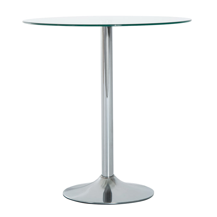 Dining Table with Tempered Glass Top, Steel Base