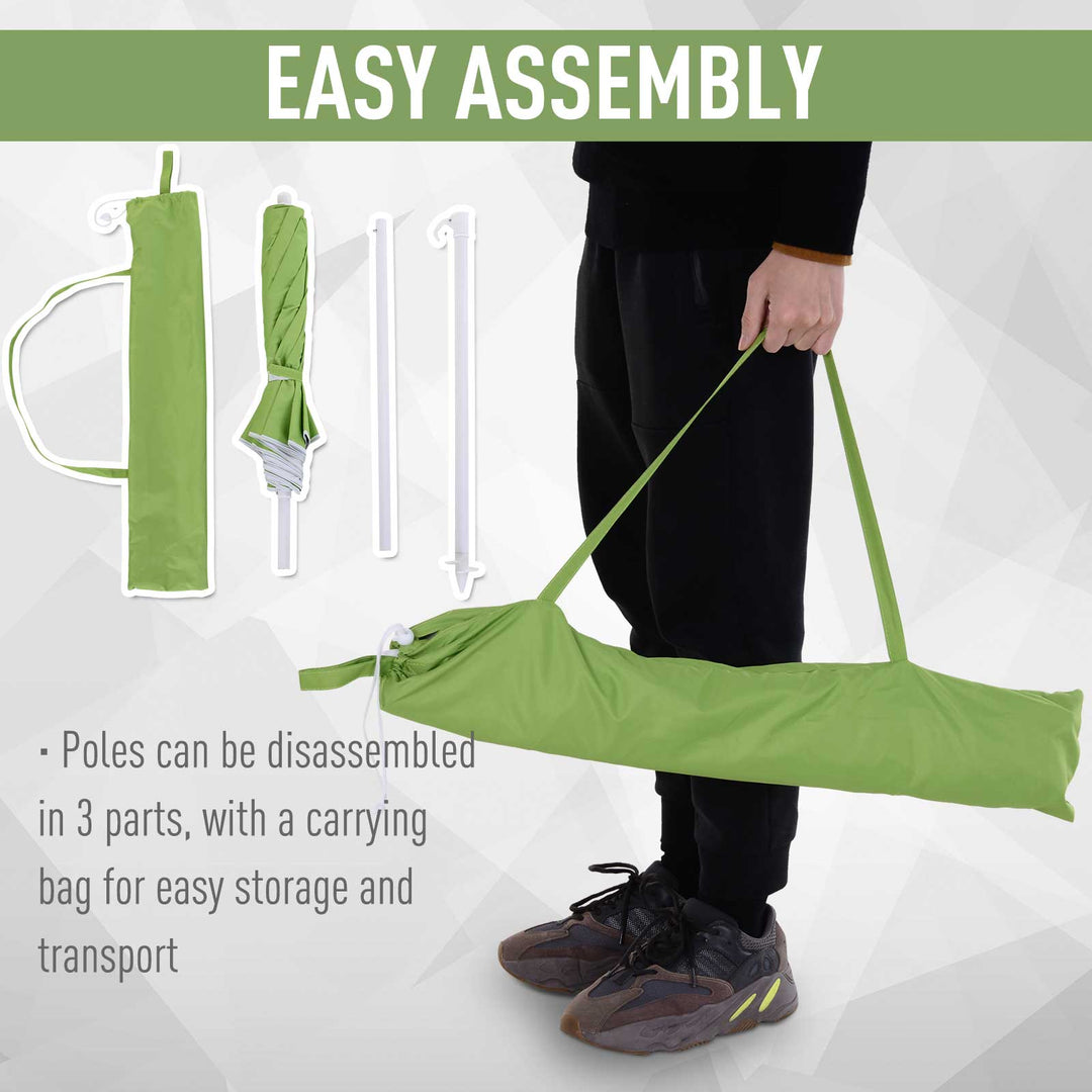 Tilted Steel Frame Beach Parasol- Green