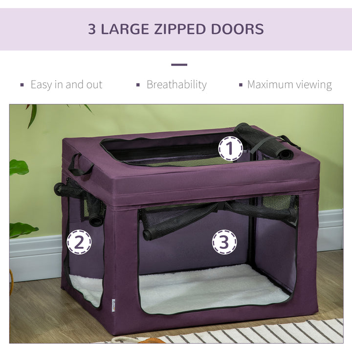 Pet Carrier Portable Cat Carrier Foldable Dog Bag for Miniature and Small Dogs, 69 x 51 x 51 cm, Purple