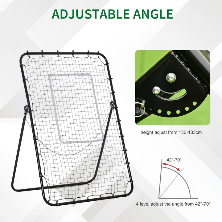 Foldable Football Rebounder Net, Football Goal Training Aid Soccer Kickback Target Zone Goal Play Adjustable Angles for  Kids & Adult Black