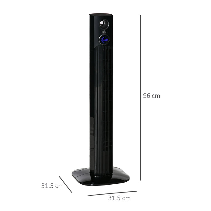HOMCOM 38" Electric Fan Fan Cooling with Aroma Function, Oscillating, 12h Timer, LED Sensor Panel, Remote Controller, Black
