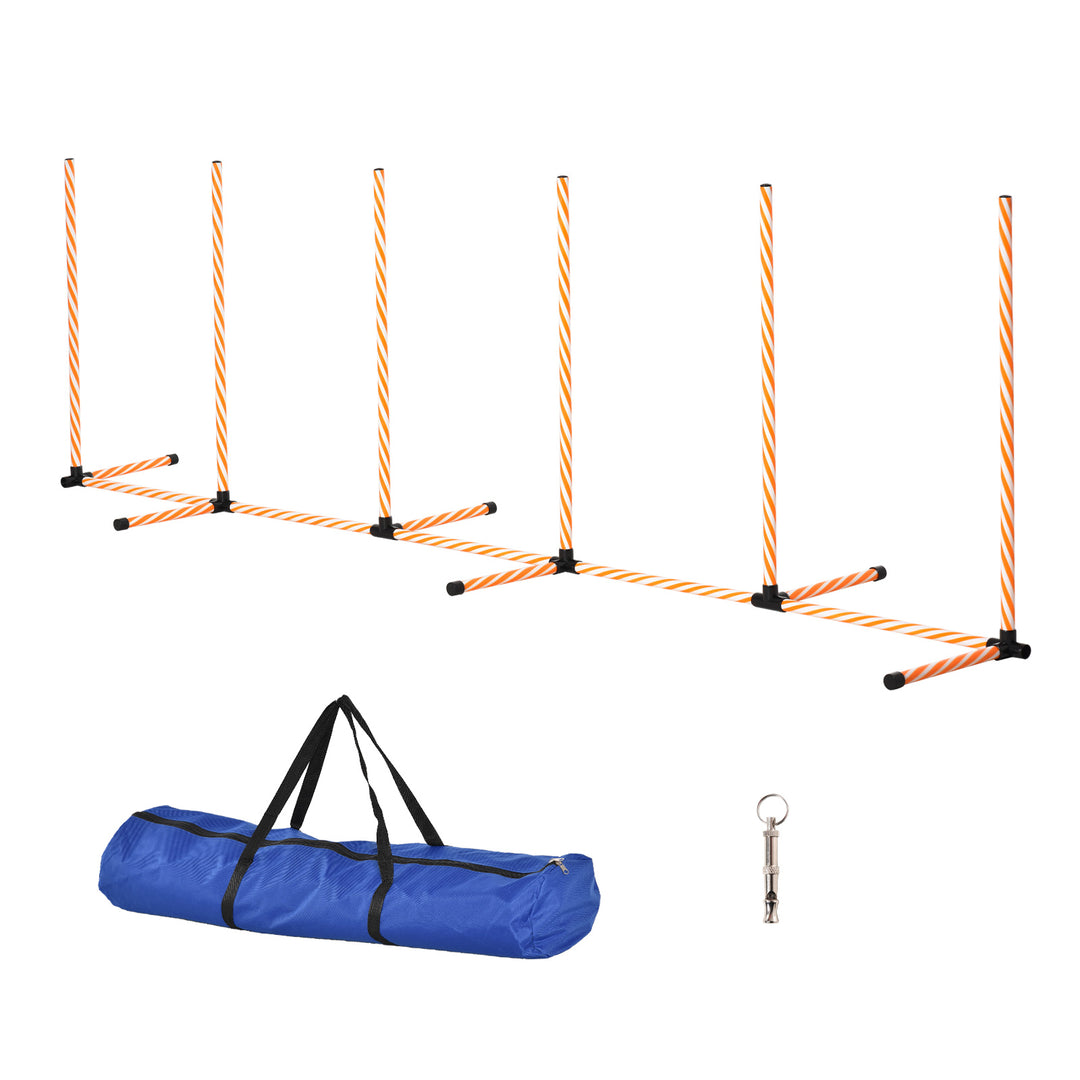 PawHut Dog Agility Weave Poles Training Obstacle Course Set Slalom Equipment Outdoor Indoor with Oxford Bag