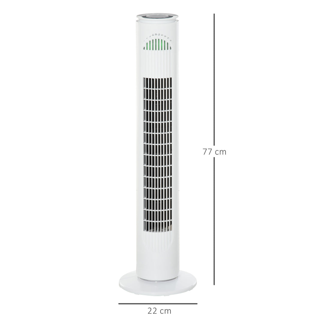 HOMCOM 30'' Freestanding Tower Fan, 3 Speed 3 Mode, 10h Timer, 70 Degree Oscillation, LED Light, 5M Remote Controller, White