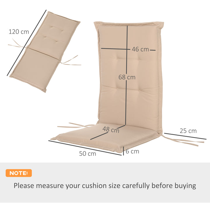 Garden Chair Cushion Polyester High Back Outdoor Chair Replacement Cushion Beige
