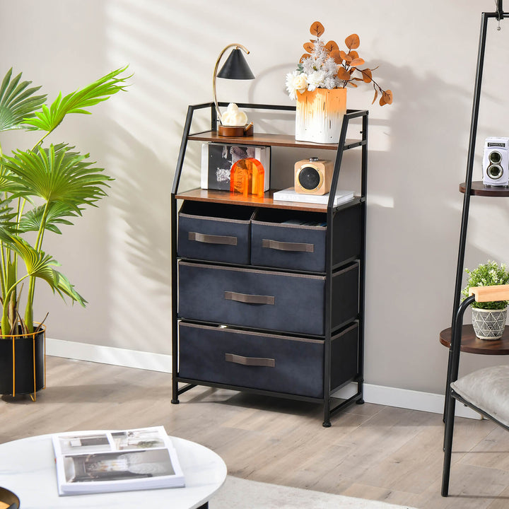 4-Drawer Free Standing Storage Dresser-Rustic Brown