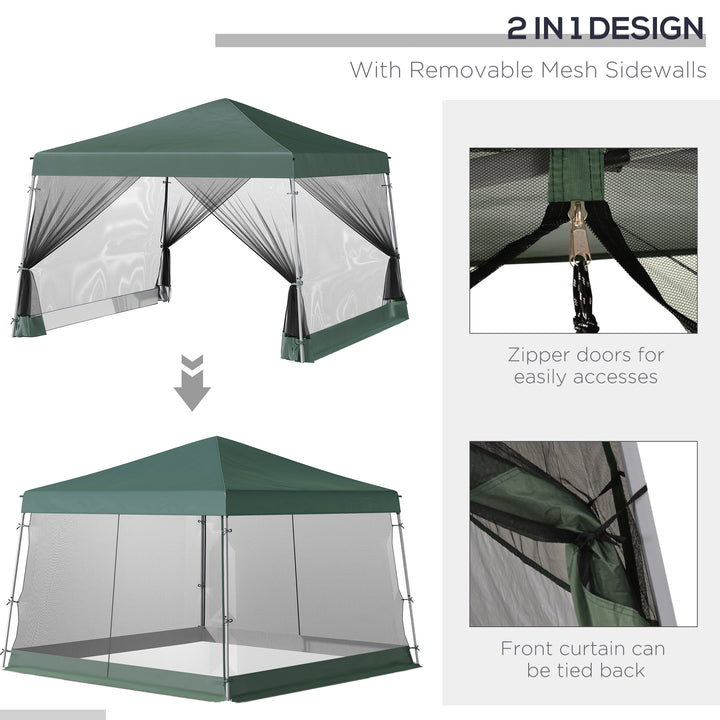 3.6m x 3.6m Pop Up Steel Frame Garden Gazebo Green