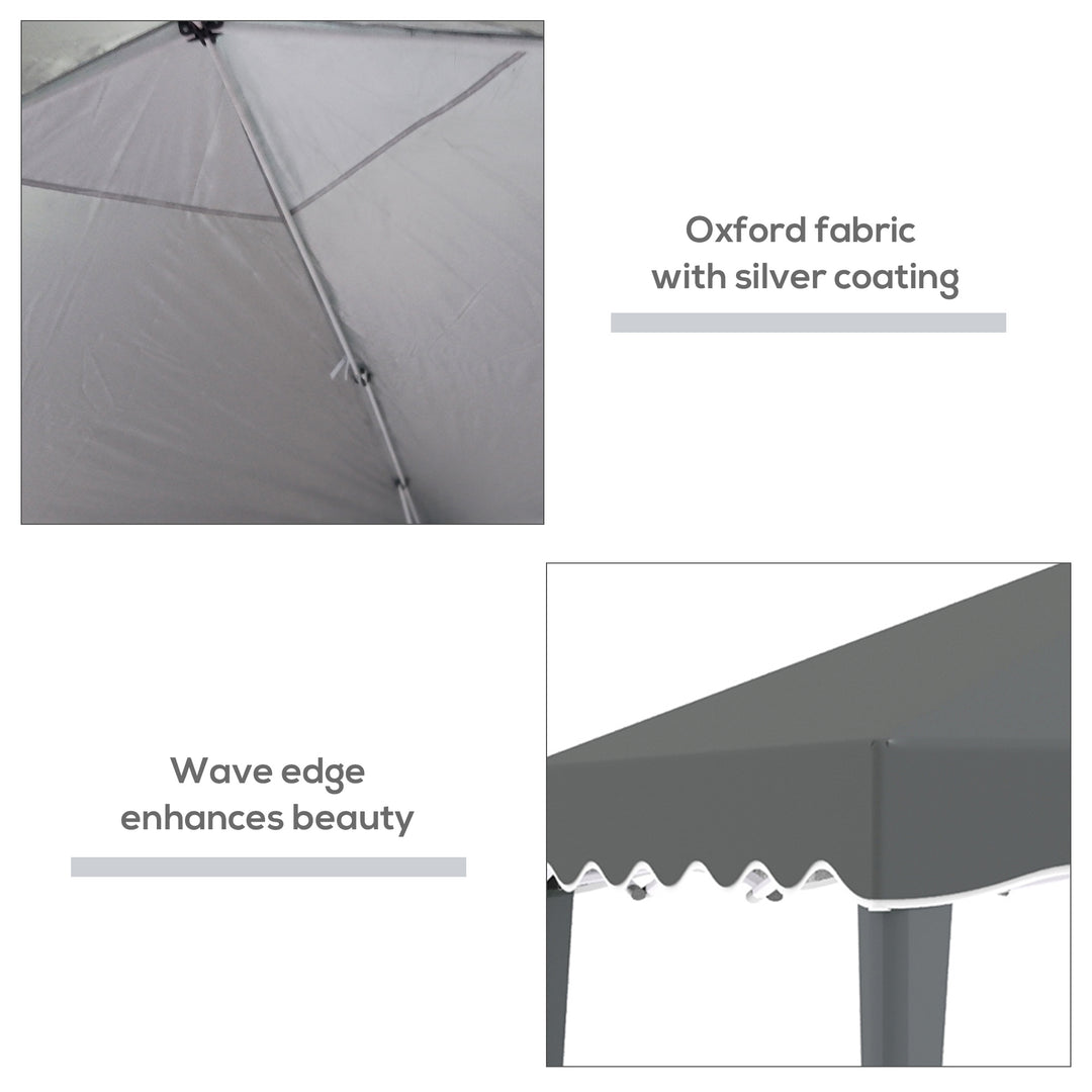 Outsunny 3x3(m) Pop Up Gazebo Canopy, Foldable Tent with Carry Bag, Adjustable Height, Wave Edge, Garden Outdoor Party Tent, Grey