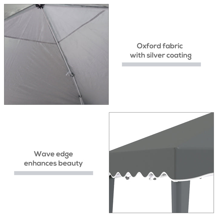 Outsunny 3x3(m) Pop Up Gazebo Canopy, Foldable Tent with Carry Bag, Adjustable Height, Wave Edge, Garden Outdoor Party Tent, Grey