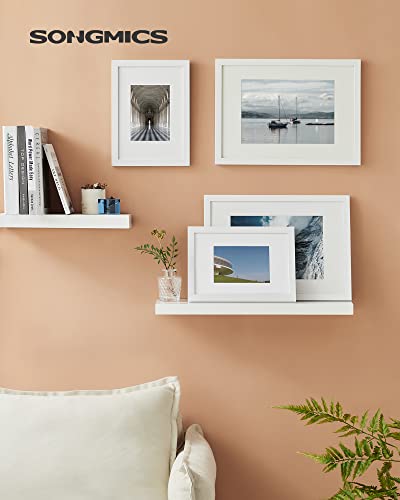 SONGMICS Picture Frame, Photo Frame, for 21 x 29,7 cm Pictures without Mat, 15,2 x 20,3 cm Photos with Mat, MDF, Glass Front, White RPF011W01