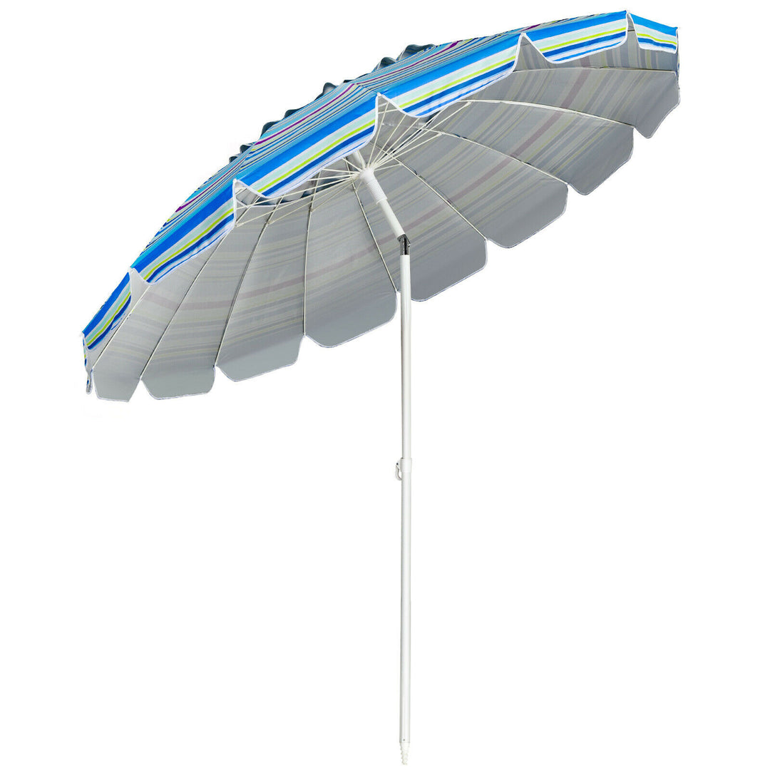 2.45M Beach Umbrella UPF50 Sunshade Shelter-Blue