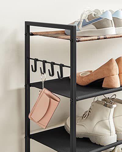 Shoe Rack, Metal Shoe Cabinet, Rustic Brown and Black