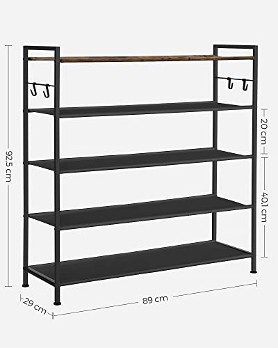 Shoe Rack, Metal Shoe Cabinet, Rustic Brown and Black