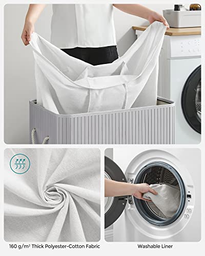 Foldable Laundry Hamper Basket with 3 Sections- Grey