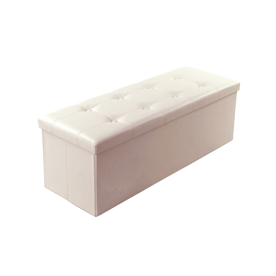 43" Faux Leather Ottoman