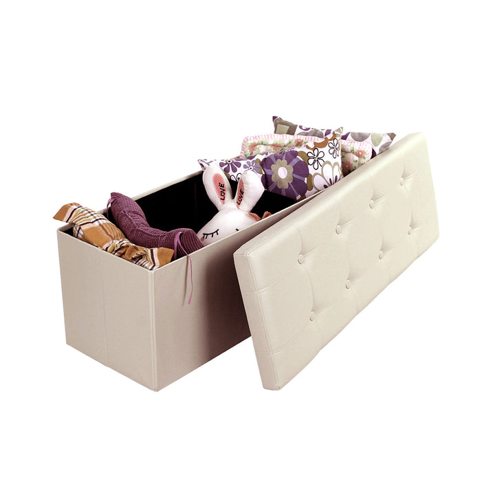 43" Faux Leather Ottoman