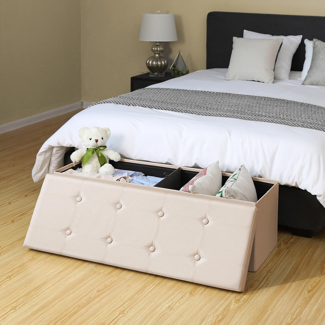 43" Faux Leather Ottoman