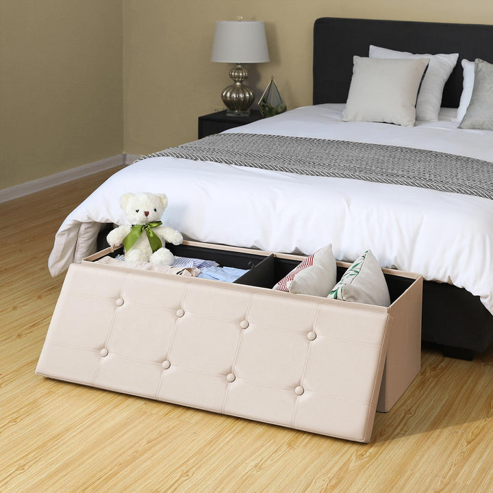 43" Faux Leather Ottoman