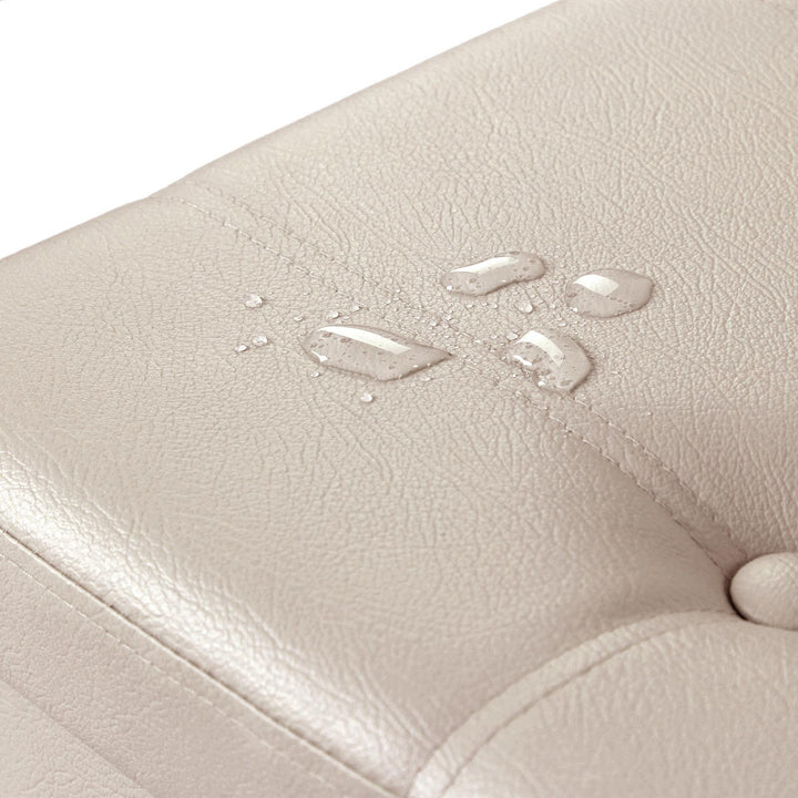 43" Faux Leather Ottoman