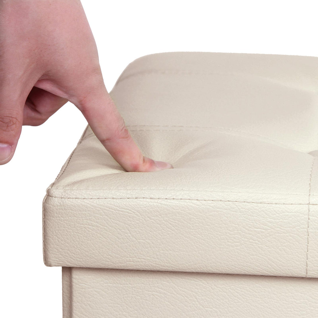 43" Faux Leather Ottoman