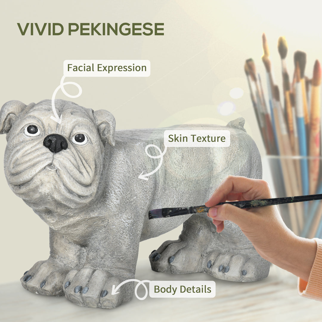 Realistic Pekingese Sculpture, Garden Statue / Garden Stool, Outdoor Dog Ornament Home Decoration