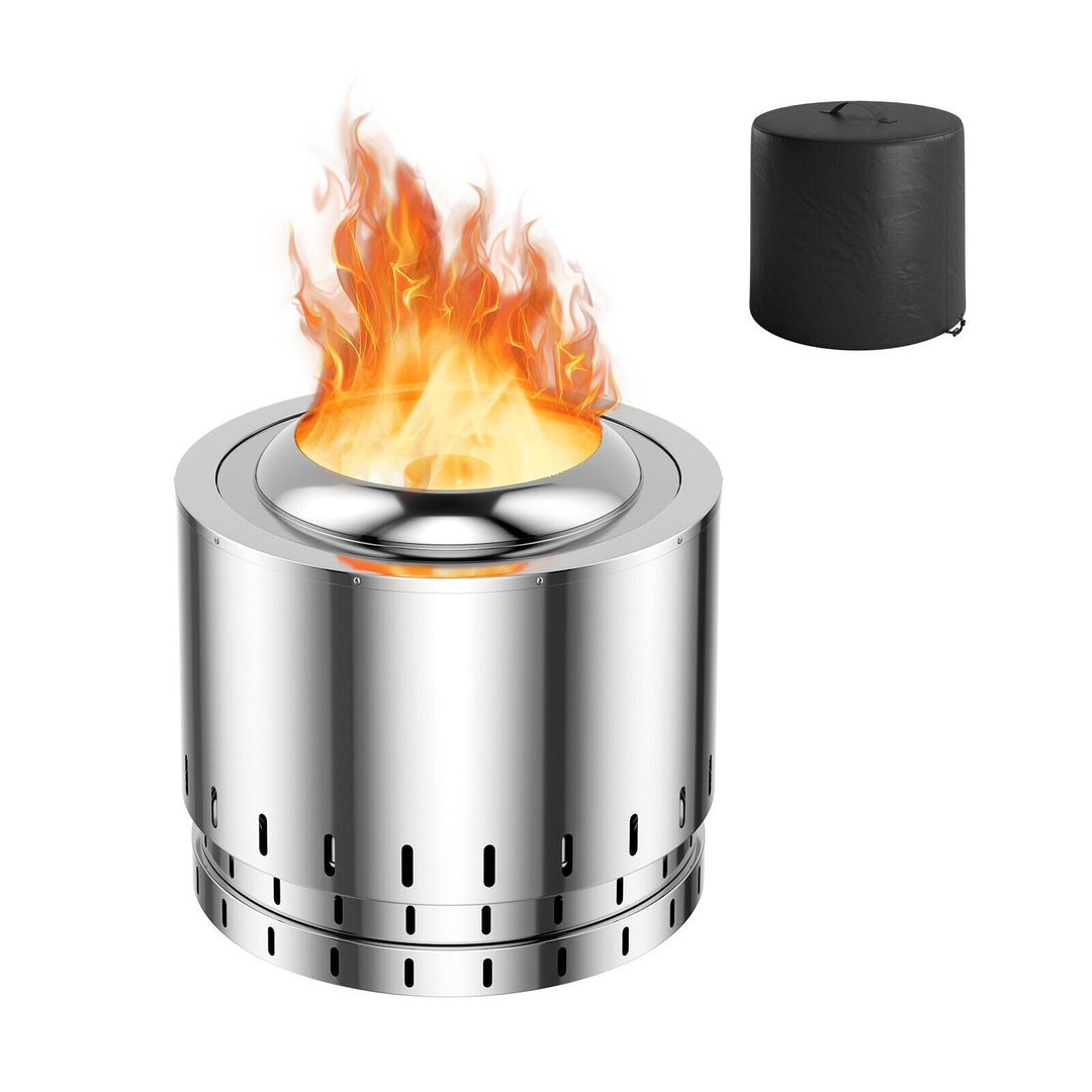 Stainless Steel Smokeless Fire Pit with Fire Technology-Silver