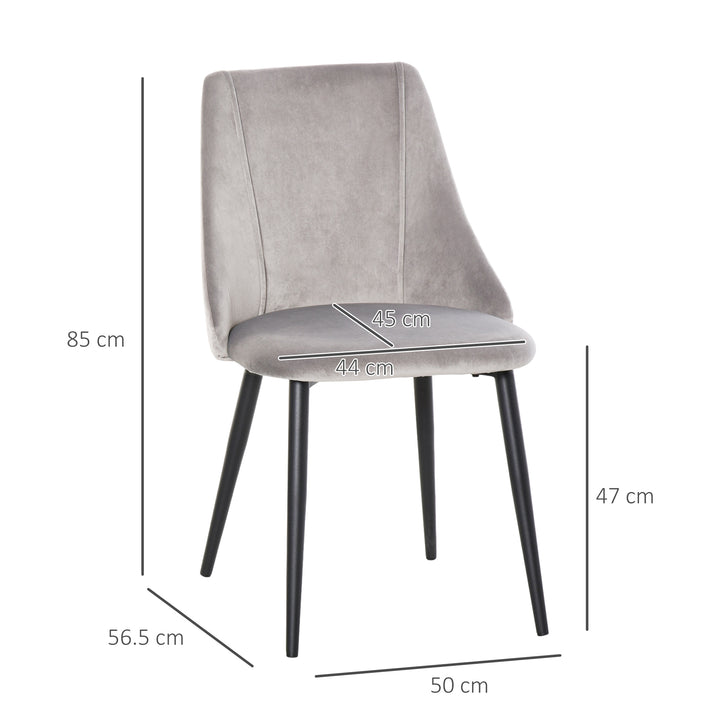 Dining Chairs Set of 2, Modern Upholstered Velvet-Touch Fabric Accent High Back Chairs with Metal Legs, Grey