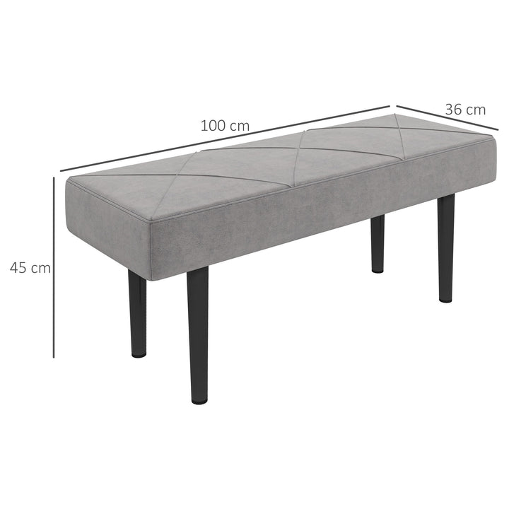 End of Bed Bench with X-Shape Design and Steel Legs, Upholstered Hallway Bench for Bedroom, Grey