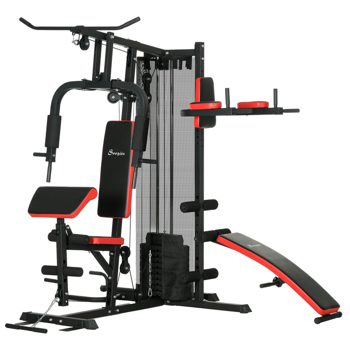 Multi Gym Workout Station, Weight Machine Sit up Bench, Push up Stand, Dip Station