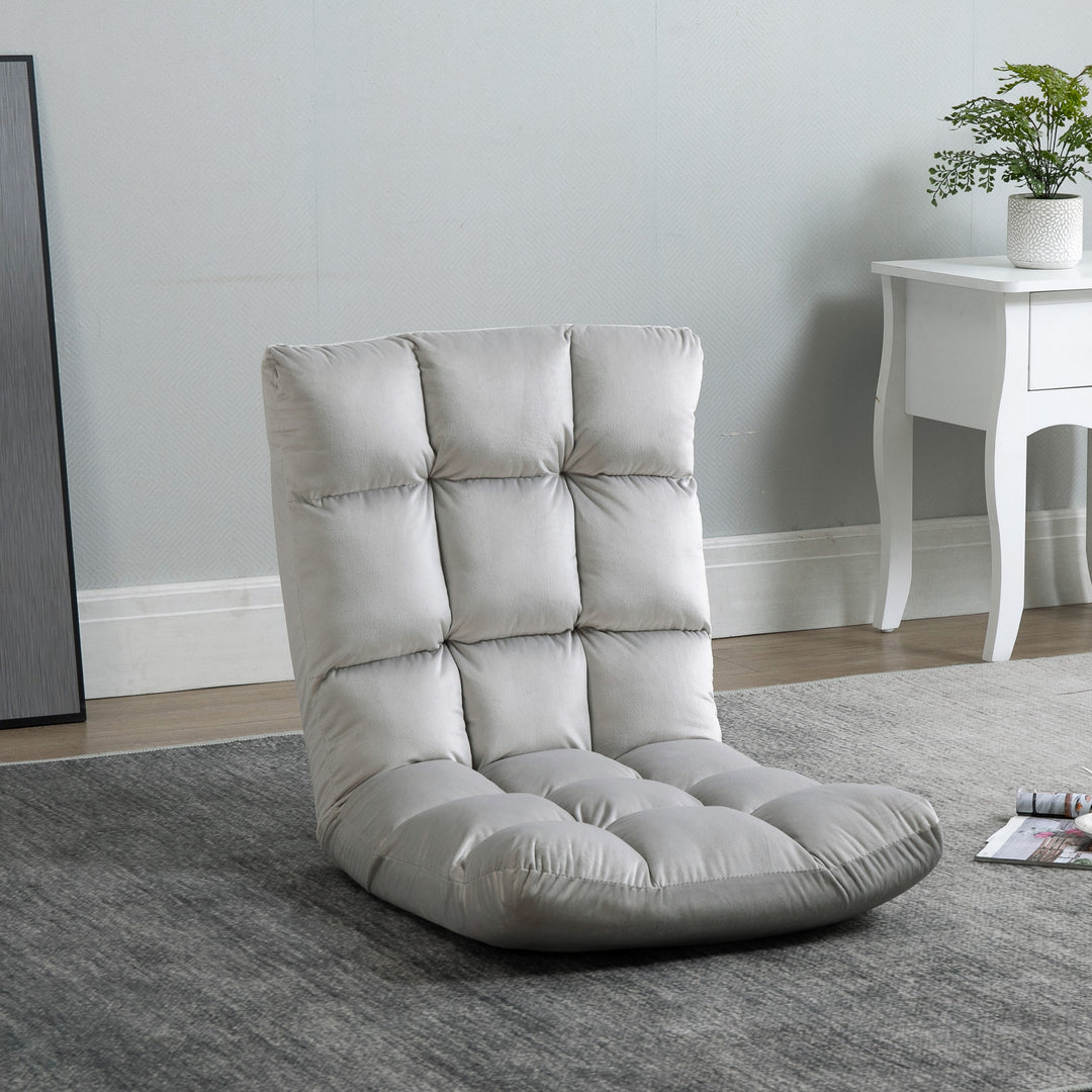 Folding Lazy Floor Sofa Chair Lounge Seat Gaming Couch Bed for Living Room, Home Office, Balcony, Grey