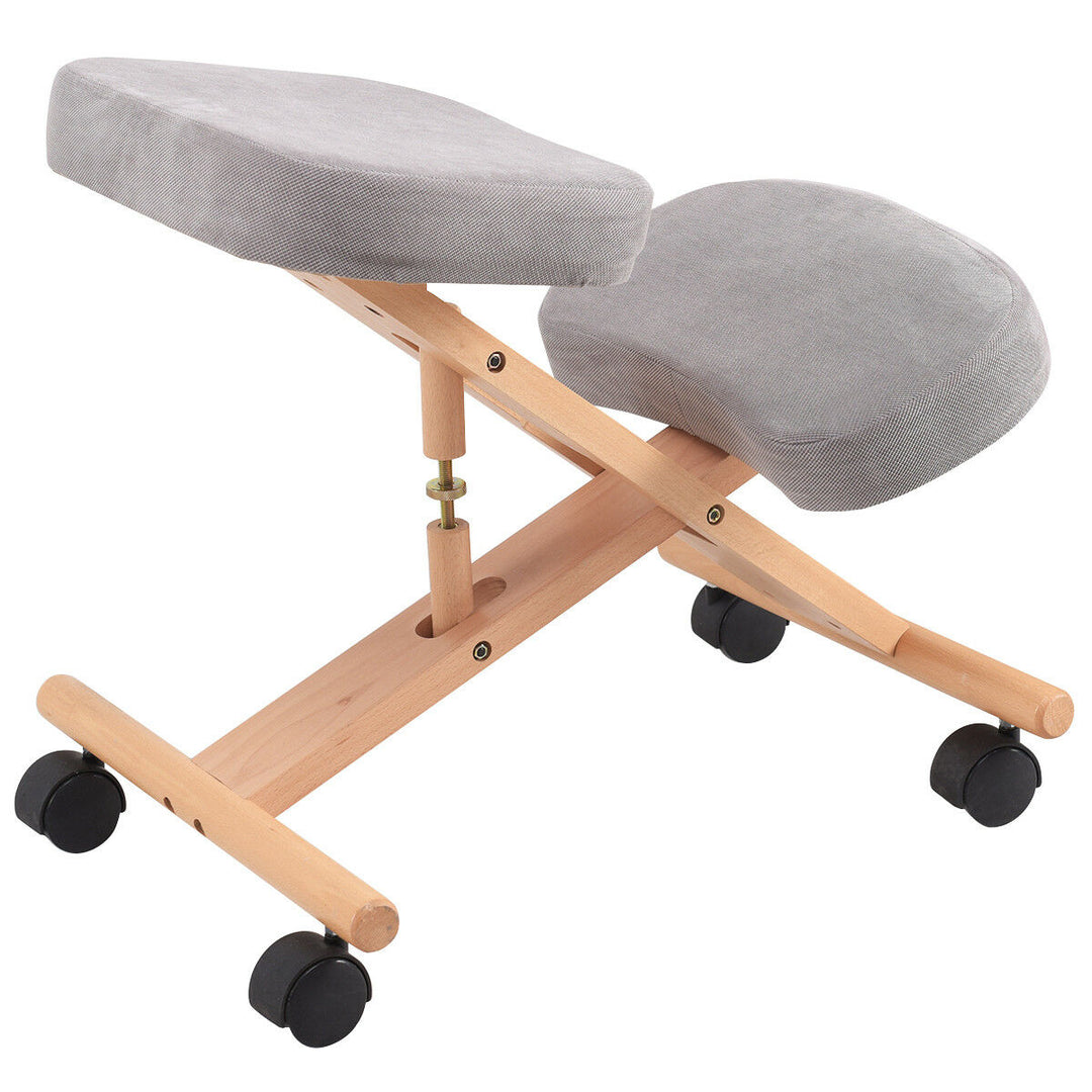 Wooden Orthopaedic Kneeling Stool Ergonomic Posture Frame Seat-Grey