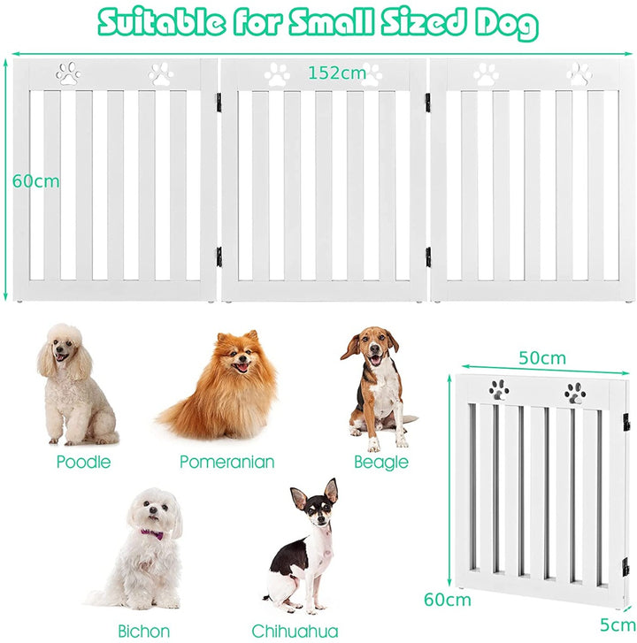 3 Panels Folding Pet Gate-White