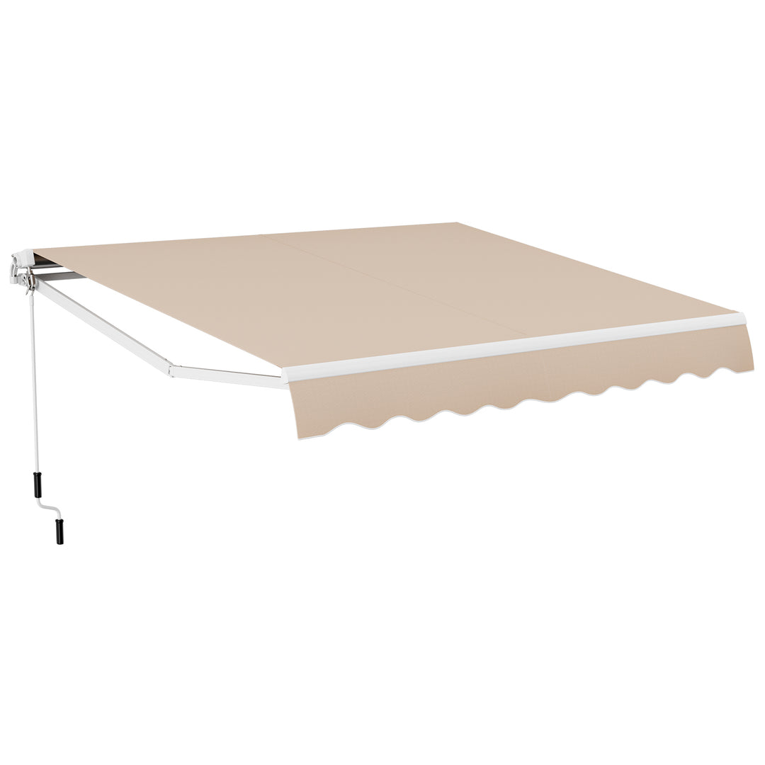4 x 2.5 m Patio Retractable Awning with Manual Crank Handle-Beige