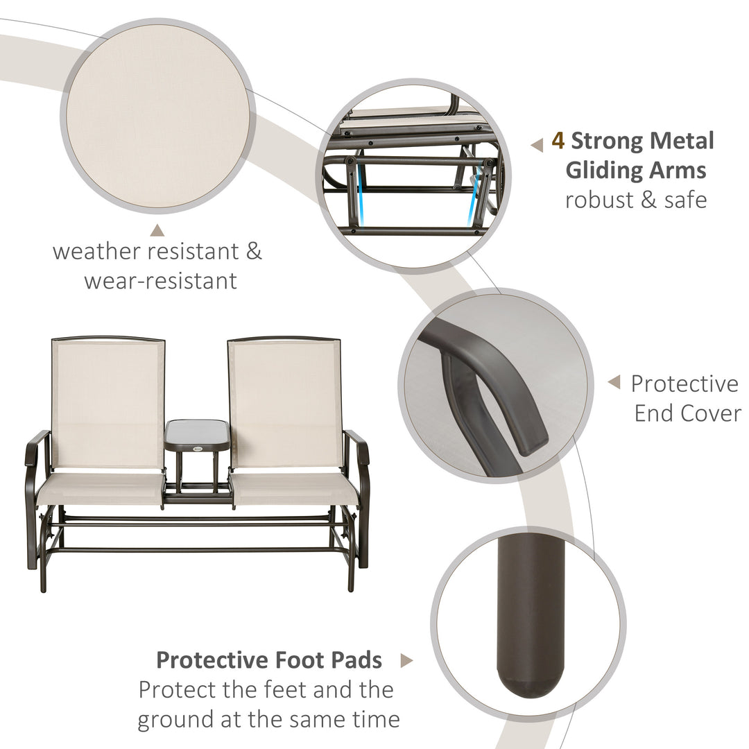 Double Swing Chair Glider Patio Seats With Table