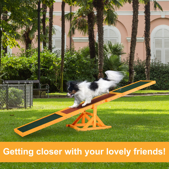 PawHut 1.8m Wooden Pet Seesaw Dog Agility Equipment Activity Sport Dog Training Agility Obedience Equipment Toy Weather Resistant