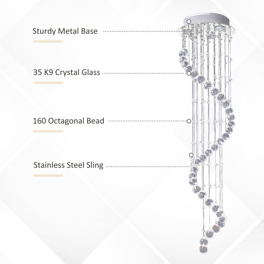 Spiral Crystal Chandelier 160 Octagons