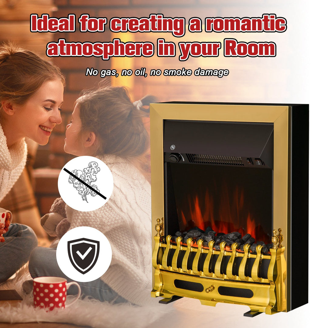 HOMCOM LED Flame Electric Fire Place-Golden