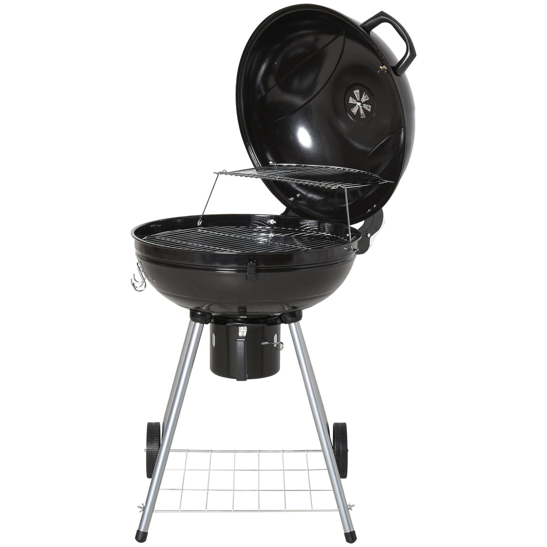 Charcoal BBQ Portable Kettle BBQ Charcoal Grill Outdoor Barbecue Picnic Party Camping w/ Wheels