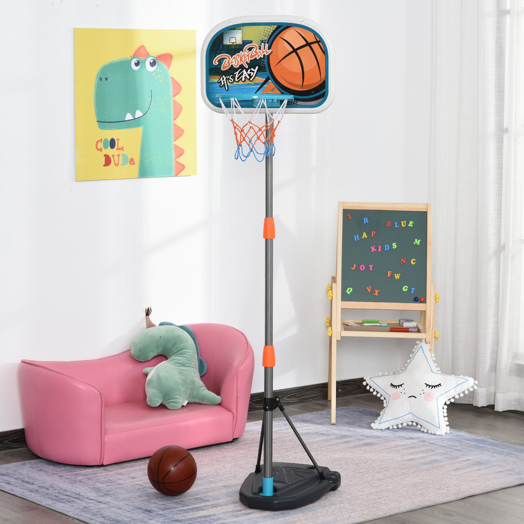 Kids Height Adjustable Aluminium Basketball Hoop Stand w/ Ball