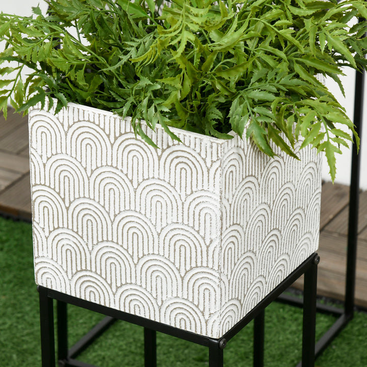 Metal Plant Stand Set of 3 with Legs, Decorative Square Planters with Stands Flower Pot Holders for Living Room, Bedroom