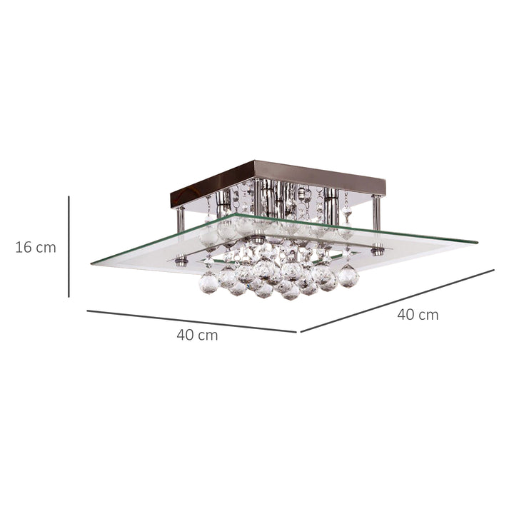 Crystal Chandelier Ceiling Mount Pendant Light Lamp Modern Illumination Fabric, 40L x 40W x 16 Hcm