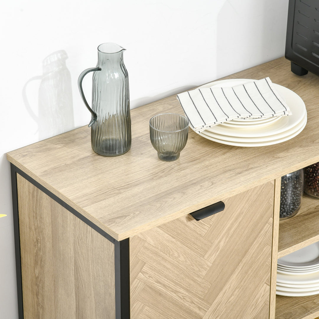 Sideboard Storage Cabinet Cupboard TV Console with 2 Doors and Adjustable Shelves for Dining Room, Kitchen, Living Room, Oak Tone