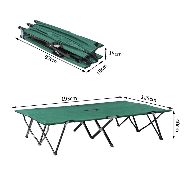 Double Camping Cot Foldable Sunbed Outdoor Patio Sleeping Bed Super Light w/ Carr Bag (Green)