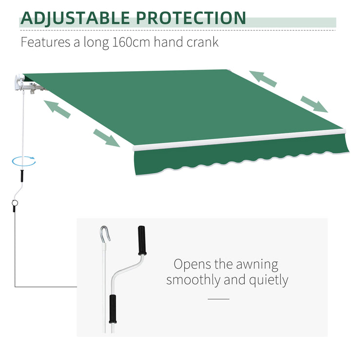 Garden Patio Manual Retractable Awning Canopy Sun Shade Shelter 4m x 3m-Green