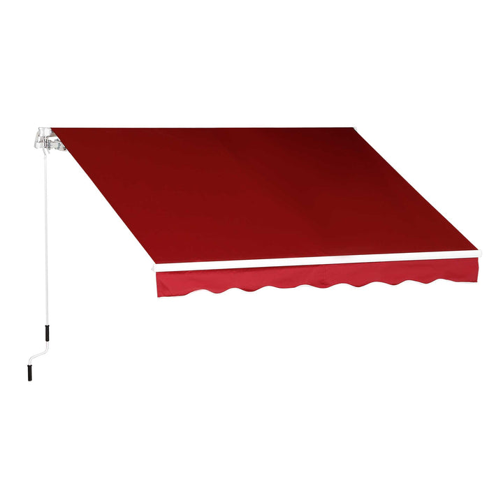 Garden Patio Manual Retractable Sun Shade Patio Awning Outdoor Deck Canopy Shelter, 2.5mx2m (Dark Red)